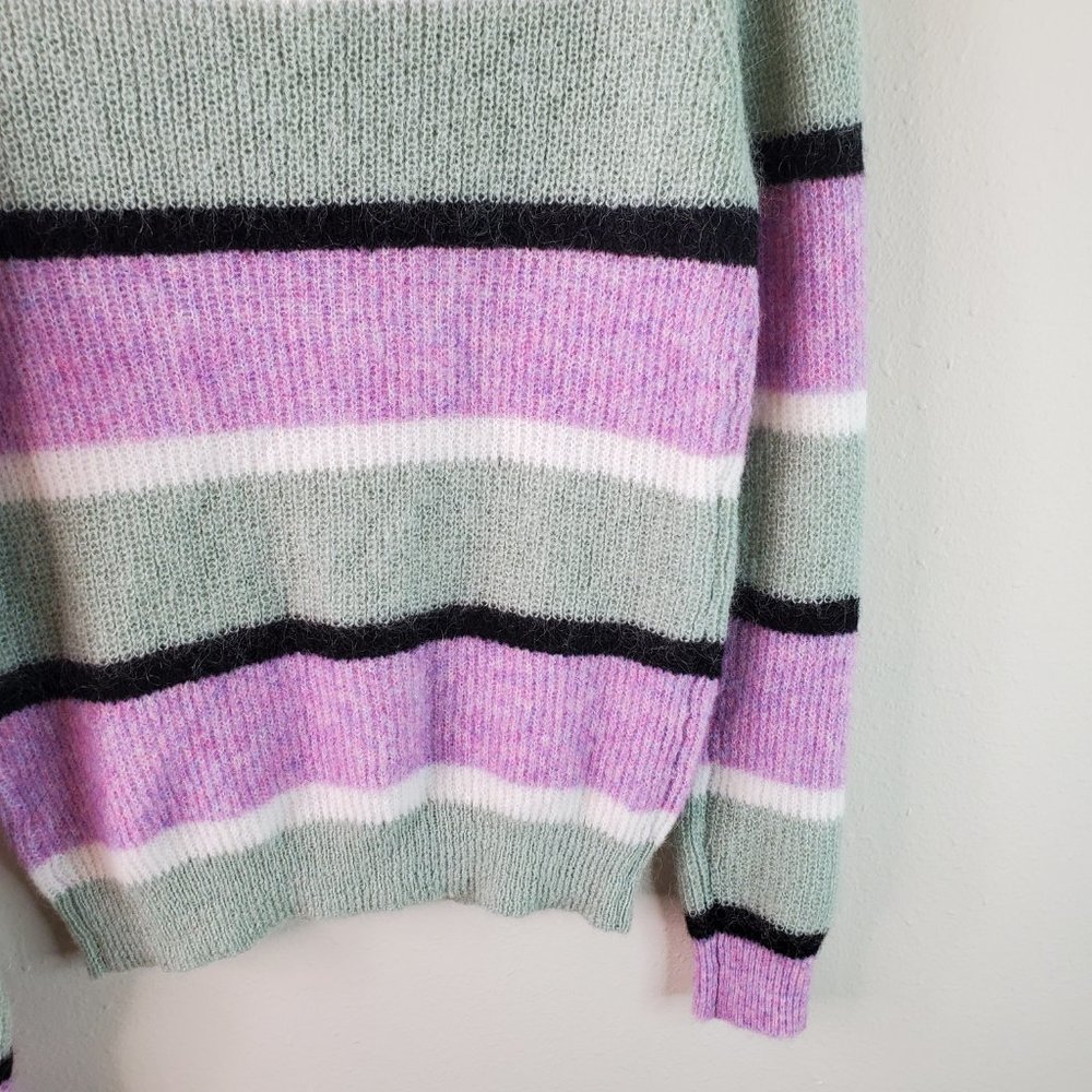 Veda X UO Urban Outfitters Anthro Womens Purple Sage Stripe Mockneck Sweater - Picture 11 of 14